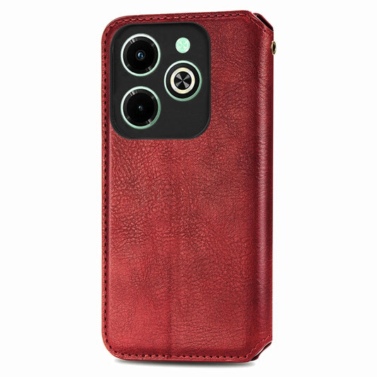 For Infinix Hot 40i Cubic Grid Pressed Magnetic Leather Phone Case(Red) by bashfashion