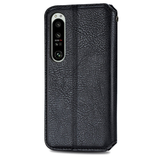 For Sony Xperia 1 IV Cubic Grid Pressed Magnetic Leather Phone Case(Black) by bashfashion