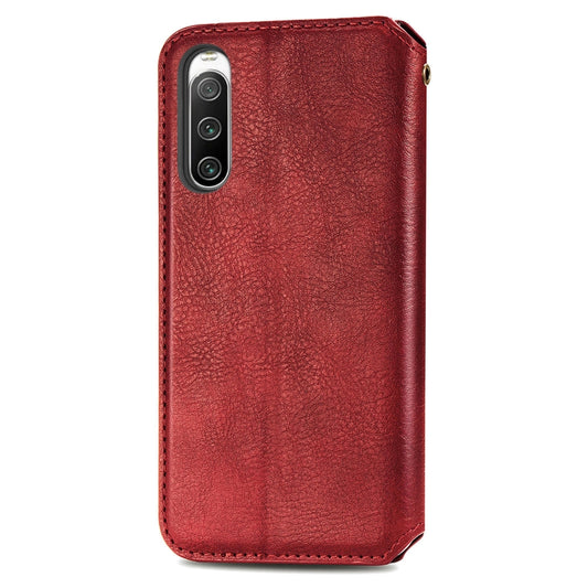 For Sony Xperia 10 IV Cubic Grid Pressed Magnetic Leather Phone Case(Red) by bashfashion