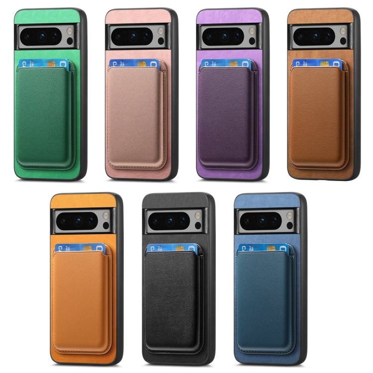 For Google Pixel 7 Pro Retro Magsafe Card Bag PU Back Cover Phone Case(Brown) by bashfashion