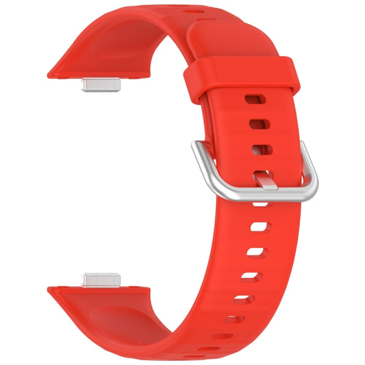 For Huawei Watch Fit4 / Fit4 Pro / Fit3 Silver Buckle Silicone Sports Watch Band(Red) by bashfashion