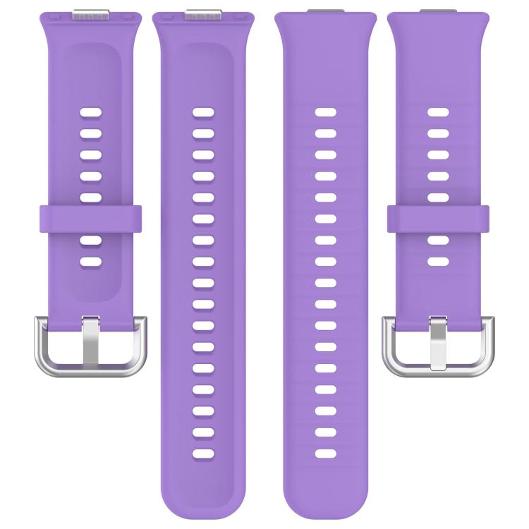 For Huawei Watch Fit4 / Fit4 Pro / Fit3 Silver Buckle Silicone Sports Watch Band(Purple) by bashfashion