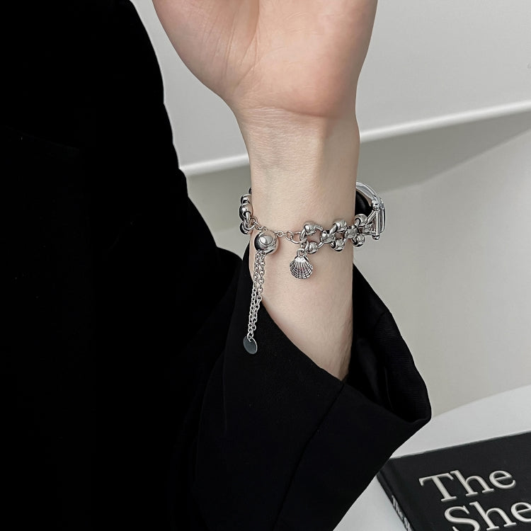 For Xiaomi Mi Band 7 Beaded Bracelet Metal Watch Band(Silver+Single Bead) by bashfashion