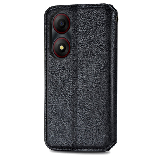 For ZTE Blade A34 Cubic Grid Pressed Magnetic Leather Phone Case(Black) by bashfashion