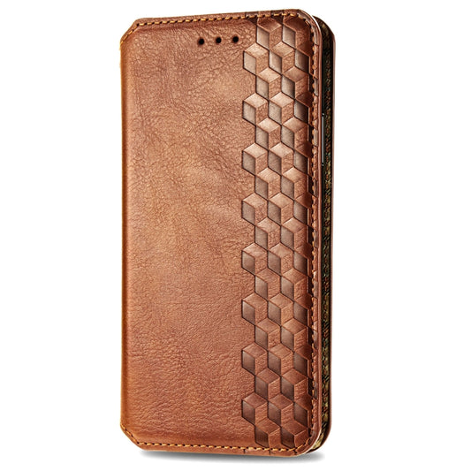 For ZTE Blade A34 Cubic Grid Pressed Magnetic Leather Phone Case(Brown) by bashfashion