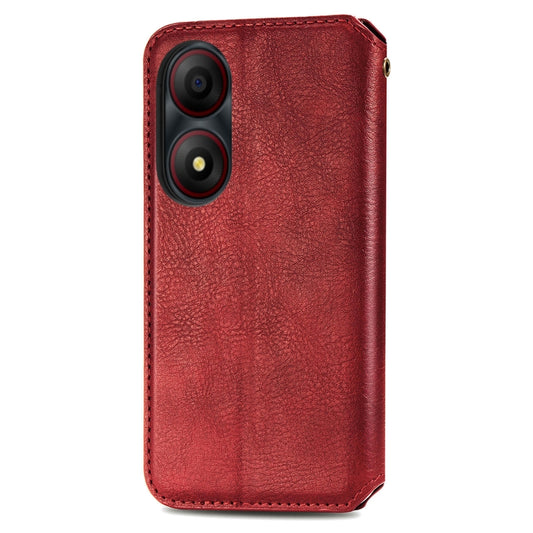 For ZTE Blade A34 Cubic Grid Pressed Magnetic Leather Phone Case(Red) by bashfashion