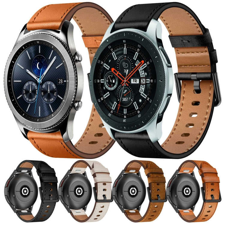 For Samsung Galaxy Watch 3 45mm 22mm SX Connector Metal Button Switch Leather Watch Band(Black) by bashfashion