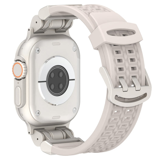 For Apple Watch Series 8 45mm Mecha Two Claw Silicone Watch Band(Starlight) by bashfashion