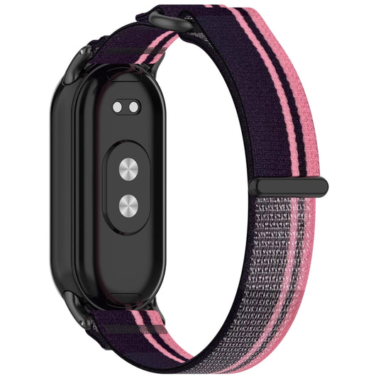 For Xiaomi Smart Band 9 / 9 NFC / 8 / 8 NFC Loop Nylon Hook and Loop Fastener Watch Band(Pink Purple) by bashfashion