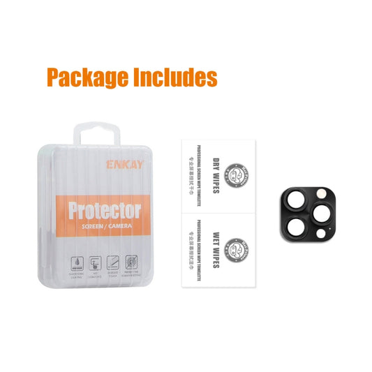 For iPhone 16 Pro / 16 Pro Max ENKAY Anti-reflection Camera Lens Aluminium Alloy Tempered Glass Film(Black) by ENKAY