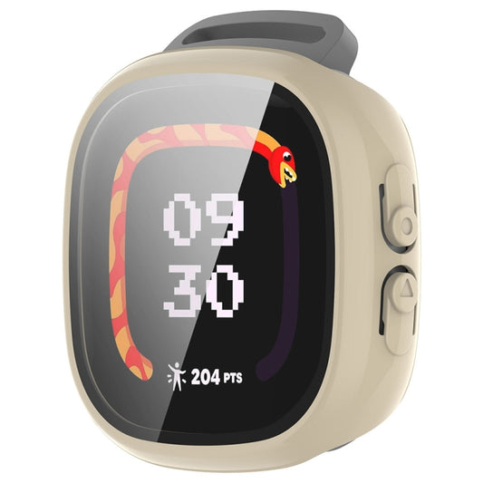 For Fitbit Ace LTE PC + Tempered Glass Film Integrated Watch Protective Case(Ivory White) by bashfashion