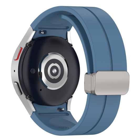 For Samsung Galaxy Watch7 40 / 44mm Magnetic Folding Silver Buckle Silicone Watch Band(Blue) by bashfashion