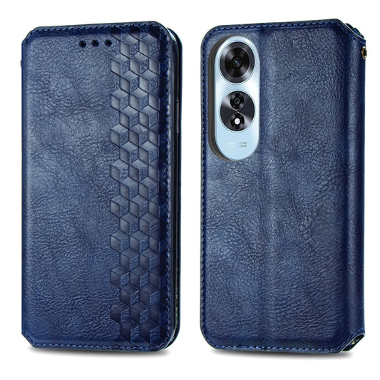 For OPPO A60 Cubic Grid Pressed Magnetic Leather Phone Case(Blue) by bashfashion