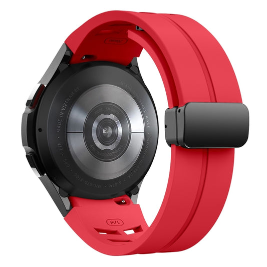 For Samsung Galaxy Watch 7 40 / 44mm Richard Magnetic Folding Black Buckle Silicone Watch Band(Red) by bashfashion