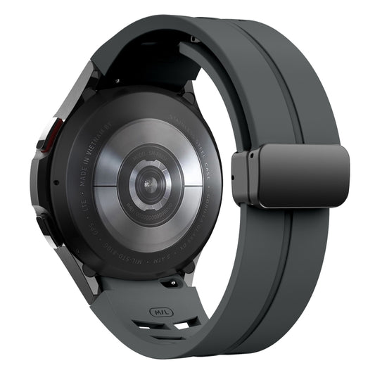 For Samsung Galaxy Watch 6 40 / 44mm Richard Magnetic Folding Black Buckle Silicone Watch Band(Space gray) by bashfashion