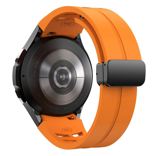 For Samsung Galaxy Watch 6 class 43 / 47mmic Richard Magnetic Folding Black Buckle Silicone Watch Band(Orange) by bashfashion