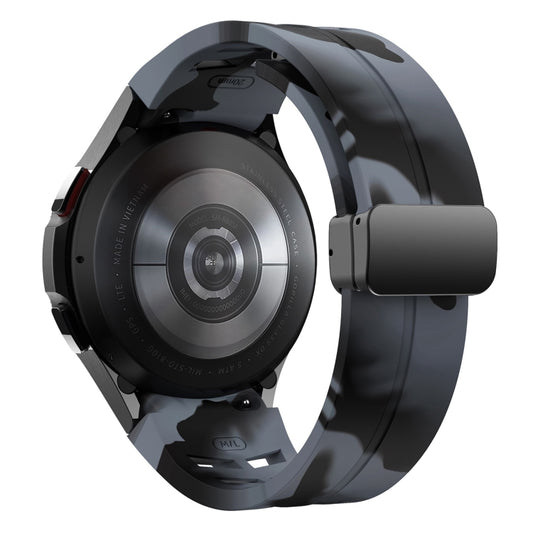 For Samsung Galaxy Watch 6 class 43 / 47mmic Richard Magnetic Folding Black Buckle Silicone Watch Band(Black Gray Camouflage) by bashfashion