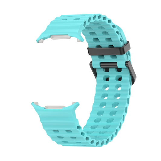 For Samsung Galaxy Watch Ultra 47mm / Ultra 2025 Ocean Dual Row Hole Silicone Watch Band(Teal) by bashfashion