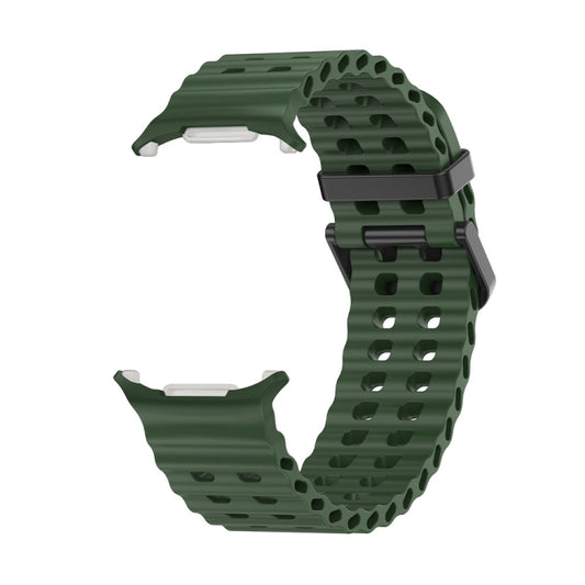 For Samsung Galaxy Watch Ultra 47mm / Ultra 2025 Ocean Dual Row Hole Silicone Watch Band(Green) by bashfashion