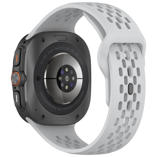 For Samsung Galaxy Watch Ultra 47mm Holes Style Square Buckle Solid Color Silicone Watch Band(Light Gray) by bashfashion