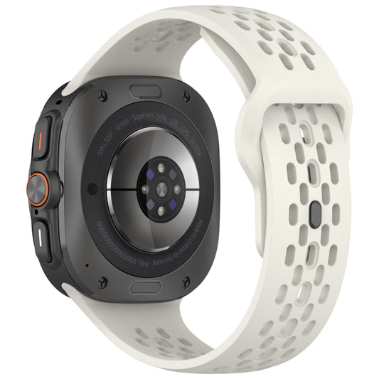 For Samsung Galaxy Watch Ultra 47mm Holes Style Square Buckle Solid Color Silicone Watch Band(Creamy White) by bashfashion