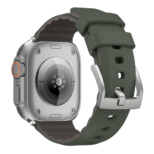 For Apple Watch Ultra 2 49mm Two-Color Silicone Watch Band(Dark Green) by bashfashion