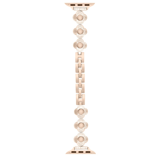 For Apple Watch Ultra 49mm Four Leaf Clover Quick-Release Metal Chain Watch Band(Rose Gold) by bashfashion