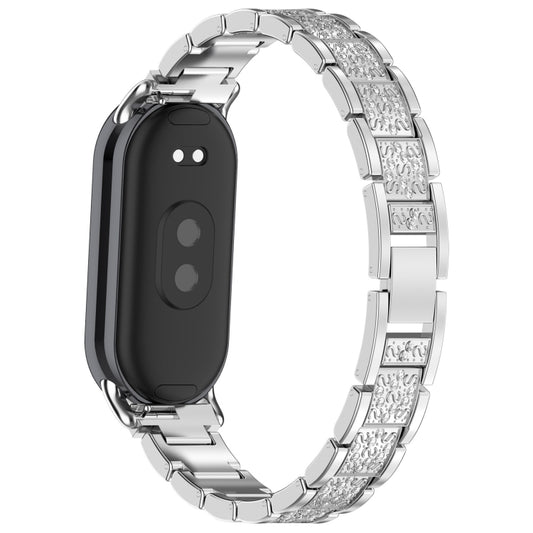 For Xiaomi Smart Band 9 / 9 NFC Diamond Three Beads Stainless Steel Metal Watch Band(Silver) by bashfashion
