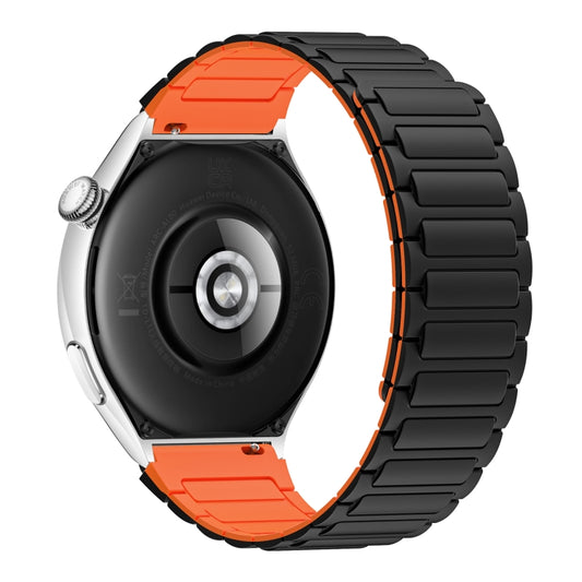 For Huawei Watch 3 Pro 22mm I-shaped Magnetic Silicone Watch Band(Black+Orange) by bashfashion