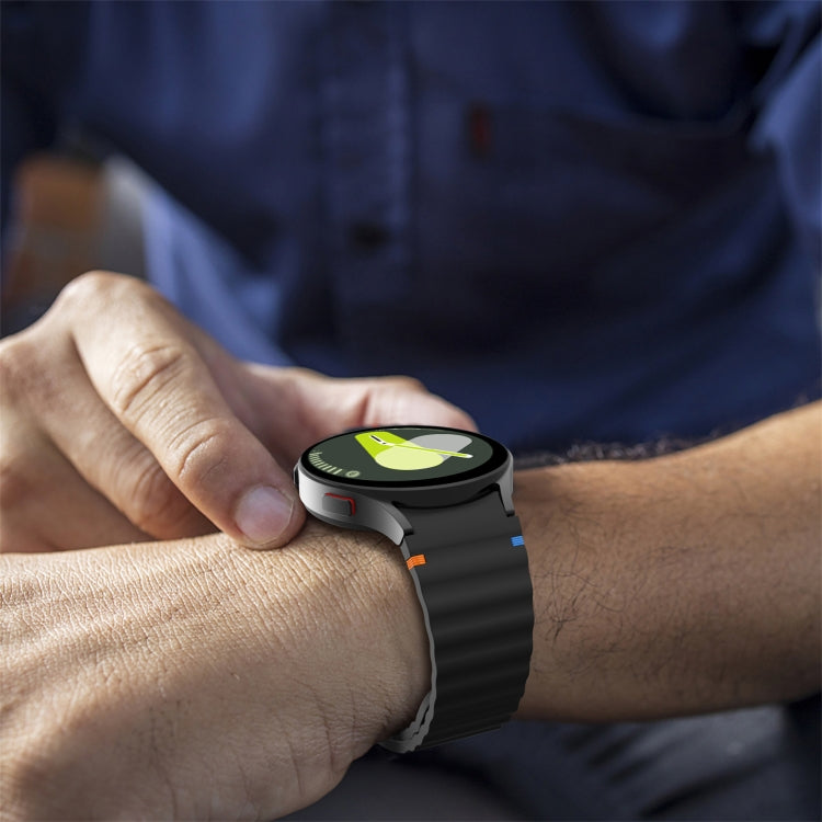 For Samsung Galaxy Watch 6 40 / 44mm Wave Pattern Stitched Silicone Watch Band(Army Green) by bashfashion