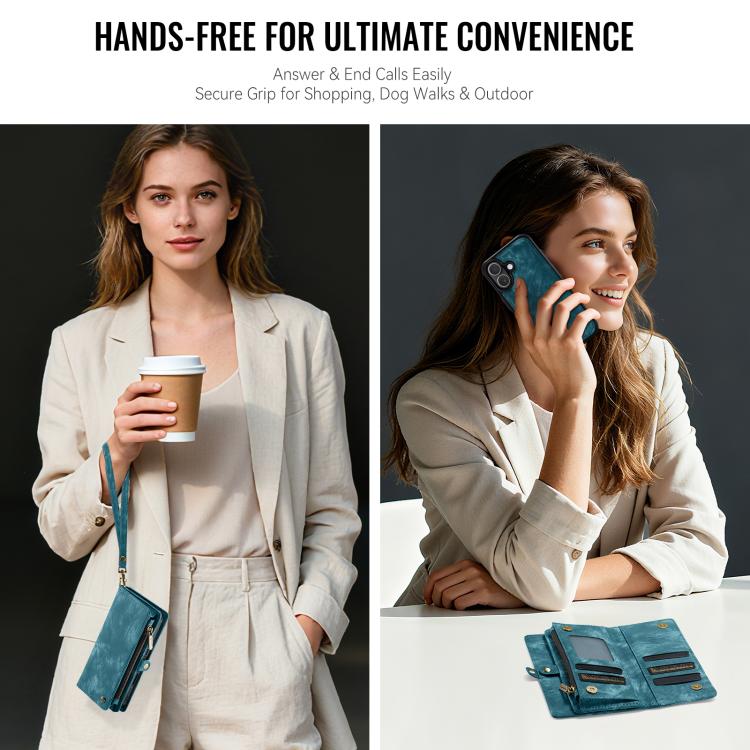 For iPhone 17 CaseMe 008 Detachable Multifunctional Leather Phone Case(Blue) by CaseMe