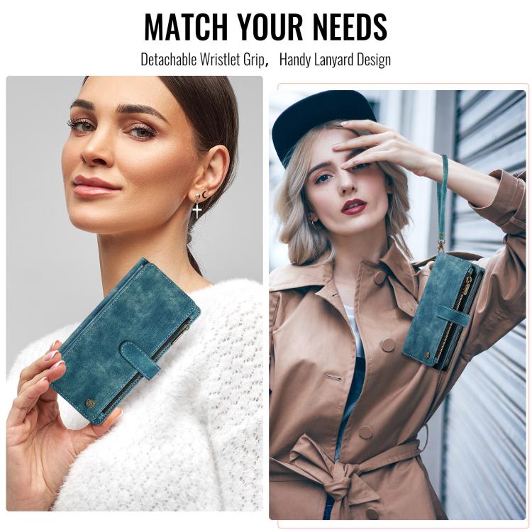 For iPhone Air CaseMe C30 Card Slots Zipper Wallet Leather Phone Case(Blue) by CaseMe