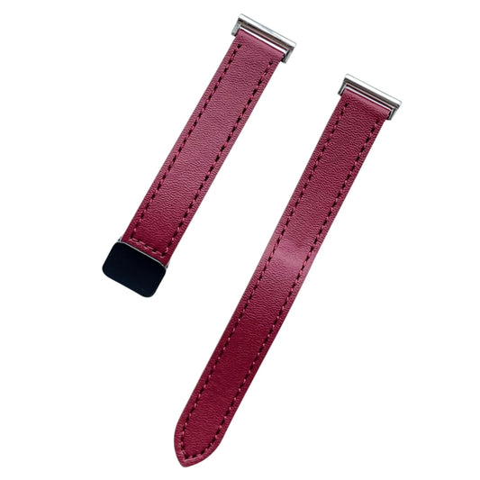 For Samsung Galaxy Watch 6 Classic 43 / 47mm Slim Magnetic Buckle 20mm Microfiber Leather Watch Band(Wine Red) by bashfashion