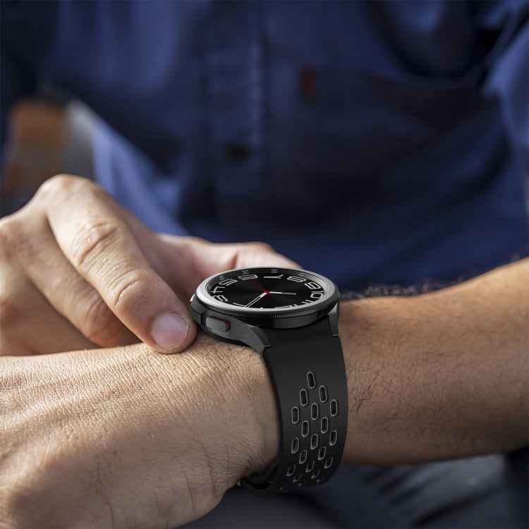 For Samsung Galaxy Watch FE 40mm Two Color Magnetic Folding Silver Buckle Silicone Watch Band(White Black) by bashfashion