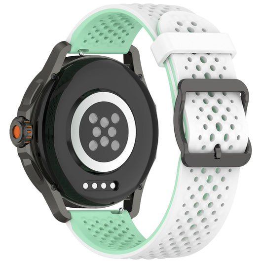 For Xiaomi Watch S4 Sport Liquid Two Color Silicone Watch Band(White Teal Green) by bashfashion
