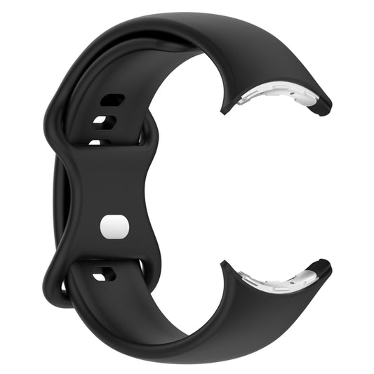 For Google Pixel Watch 3 41mm Solid Color Butterfly Buckle Silicone Watch Band, Size:L(Black) by bashfashion