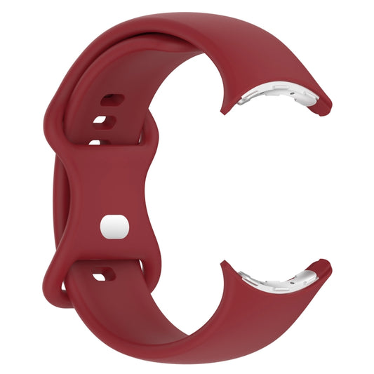 For Google Pixel Watch 3 41mm Solid Color Butterfly Buckle Silicone Watch Band, Size:L(Red) by bashfashion