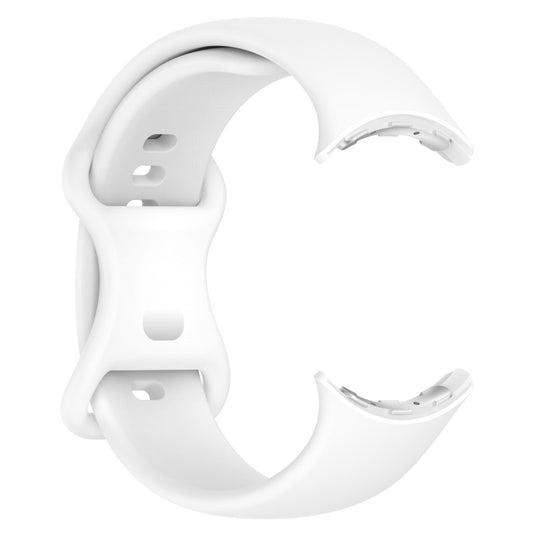 For Google Pixel Watch 3 41mm Solid Color Butterfly Buckle Silicone Watch Band, Size:L(White) by bashfashion