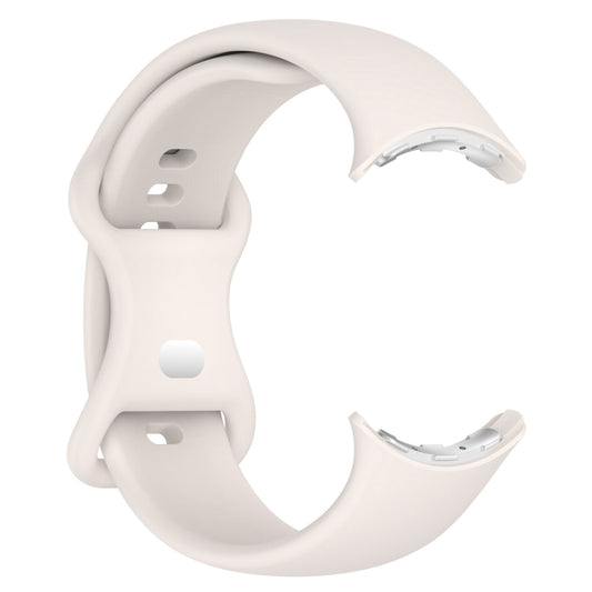 For Google Pixel Watch 3 45mm Solid Color Butterfly Buckle Silicone Watch Band, Size:L(Starlight) by bashfashion