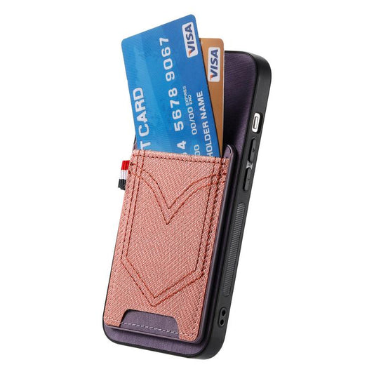 For iPhone 16e Denim Texture Leather Skin Phone Case with Card Slot(Purple) by bashfashion