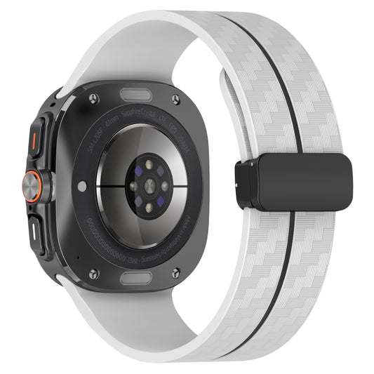 For Samsung Galaxy Watch Ultra 47mm Carbon Fiber Magnetic Folding Buckle Silicone Watch Band(Gray Black) by bashfashion