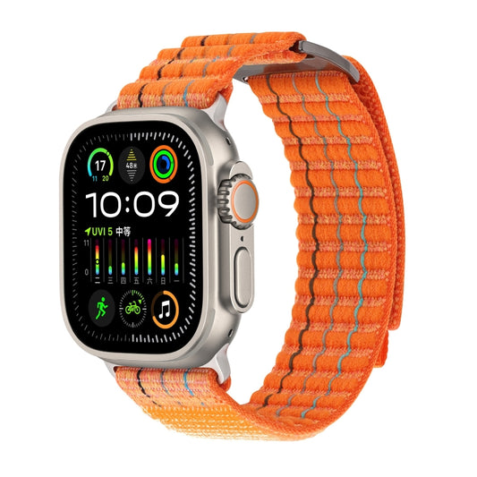 For Apple Watch Ultra 2 49mm Two Sections Nylon Hook and Loop Fastener Watch Band(Vibrant Orange) by bashfashion