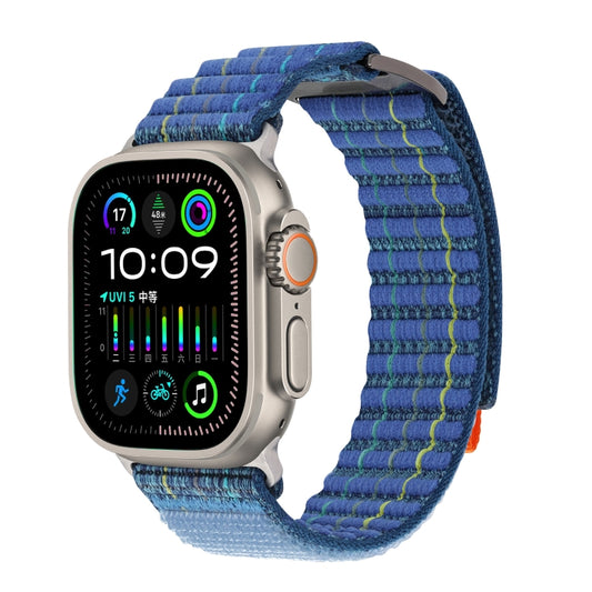 For Apple Watch Ultra 2 49mm Two Sections Nylon Hook and Loop Fastener Watch Band(Scuba Blue) by bashfashion