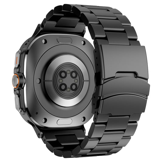 For Samsung Galaxy Watch Ultra 47mm Three Beads Titanium Alloy Metal Watch Band(Black) by bashfashion