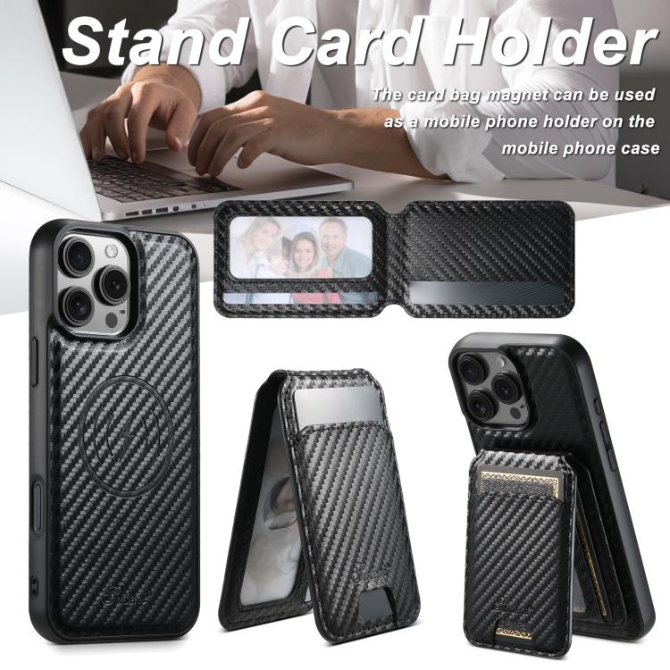 For iPhone 17 Suteni TXWH18 Carbon Fiber Texture Detachable Wallet MagSafe Phone Case(Black) by Suteni