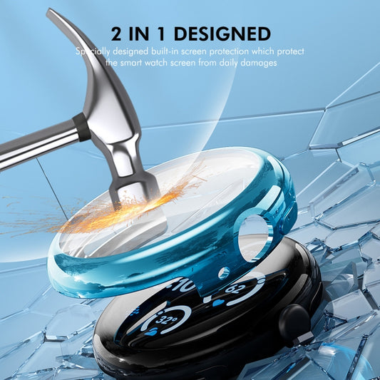 For Google Pixel Watch 3 45mm ENKAY Hat-Prince Full Coverage Electroplated Soft TPU Case with Screen Protection(Pink) by ENKAY