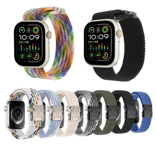 For Apple Watch 46mm / 49mm / 45mm / 44mm Metal Buckle Nylon Braided Watch Band(Starlight Color) by bashfashion