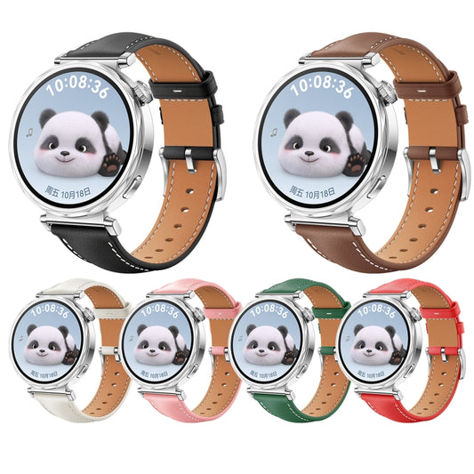 For Huawei Watch GT 5 41mm Women Silver Buckle Genuine Leather Watch Band(Creamy White) by bashfashion