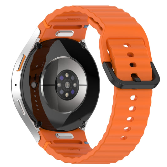For Samsung Galaxy Watch 6 40 / 44mm Wavy Grain Stitched Black Buckle Silicone Watch Band(Orange) by bashfashion