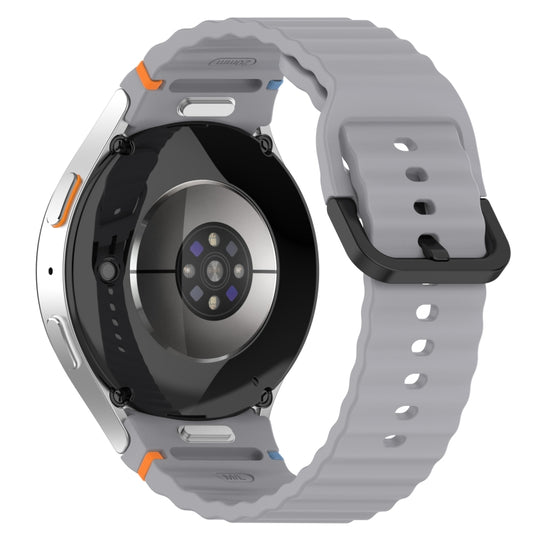 For Samsung Galaxy Watch 4 Classic 42 / 46mm Wavy Grain Stitched Black Buckle Silicone Watch Band(Space Gray) by bashfashion